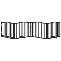 Cancelletto per cani con porta pieghevole 4 pannelli nero 320 cm in legno di pioppo 352225