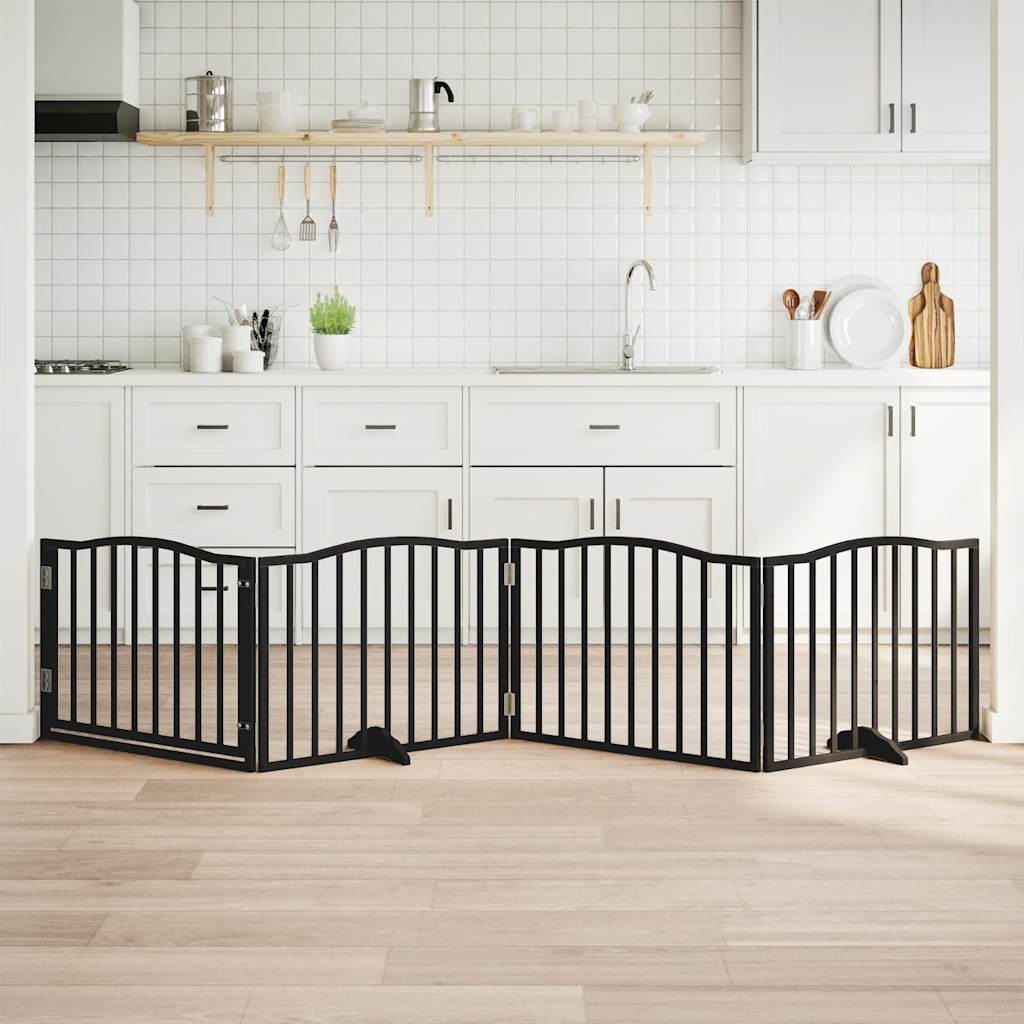 vidaXL Cancello per Cani Porta Pieghevole Nero 4 Pannelli 320cm Pioppo