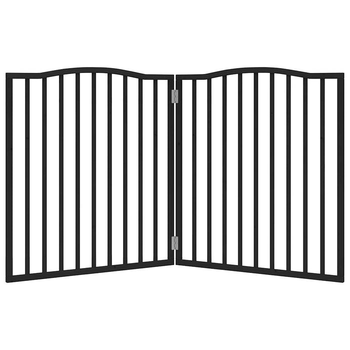 Cancello di sicurezza per cani animali domestici pieghevole 2 pannelli in legno di pioppo nero 02_0023060