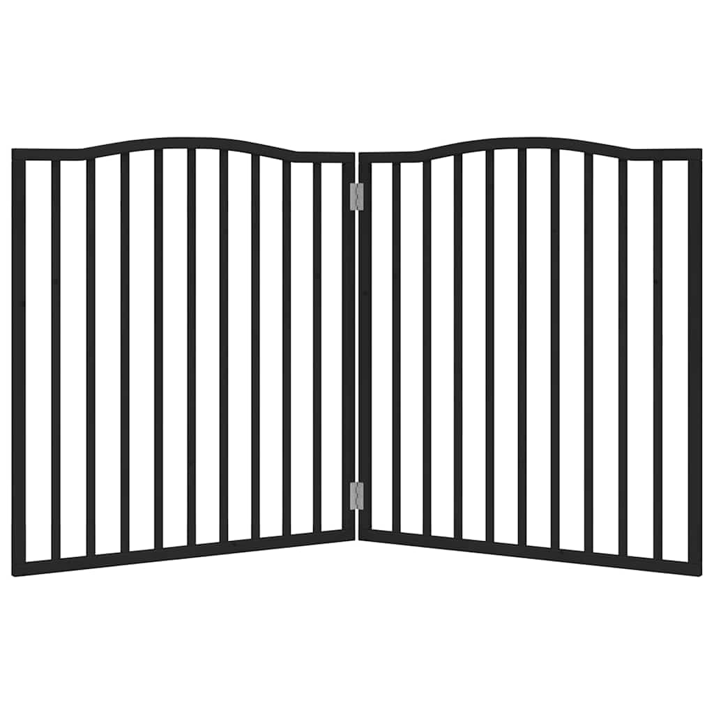 Cancello per Cani Pieghevole 2 Pannelli Nero 160cm Legno Pioppo 352226