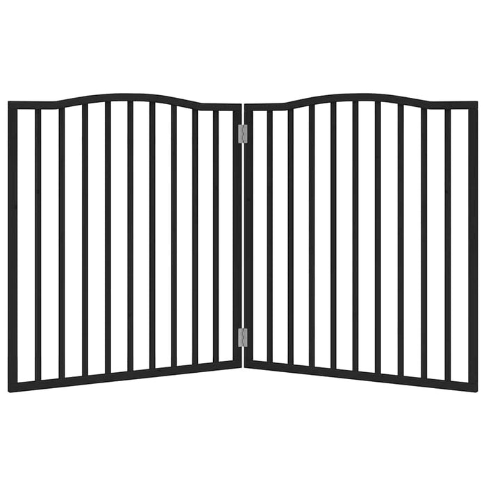 Cancello per Cani Pieghevole 2 Pannelli Nero 160cm Legno Pioppo 352226