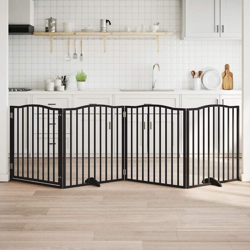 vidaXL Cancello per Cani Porta Pieghevole Nero 4 Pannelli 320cm Pioppo