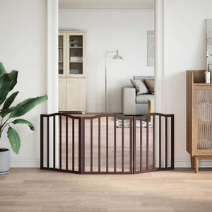 vidaXL Cancello Cani Pieghevole 3 Pannelli Rovere Marrone 150cm Pioppo