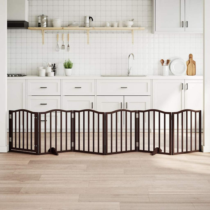 vidaXL Cancello Cani Pieghevole Rovere Marrone 6 Pannelli 300cm Pioppo