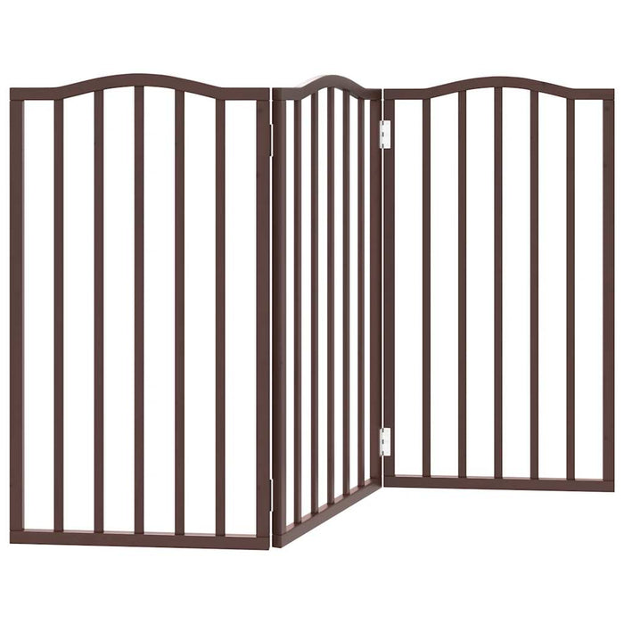 Cancello di sicurezza per cani animali domestici pieghevole 3 pannelli 150 cm legno di pioppo marrone 02_0023079