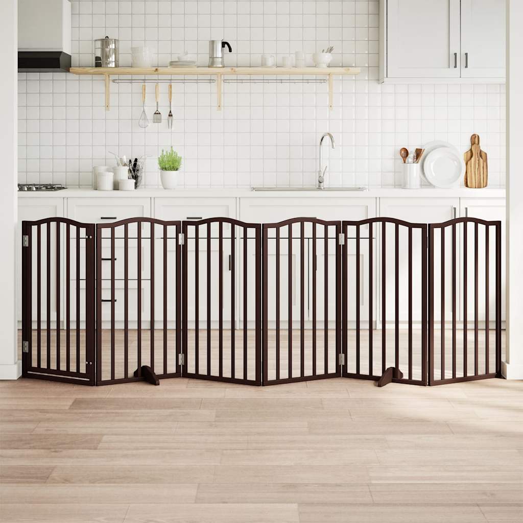 vidaXL Cancello Cani Pieghevole Rovere Marrone 6 Pannelli 300cm Pioppo