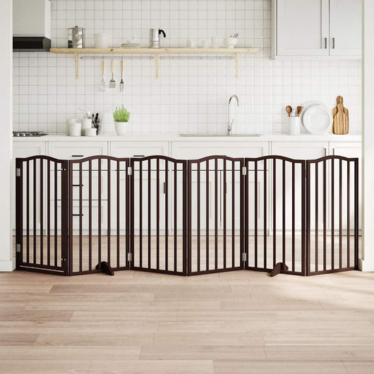 Cancello Cani Pieghevole Rovere Marrone 6 Pannelli 300cm Pioppo 352231