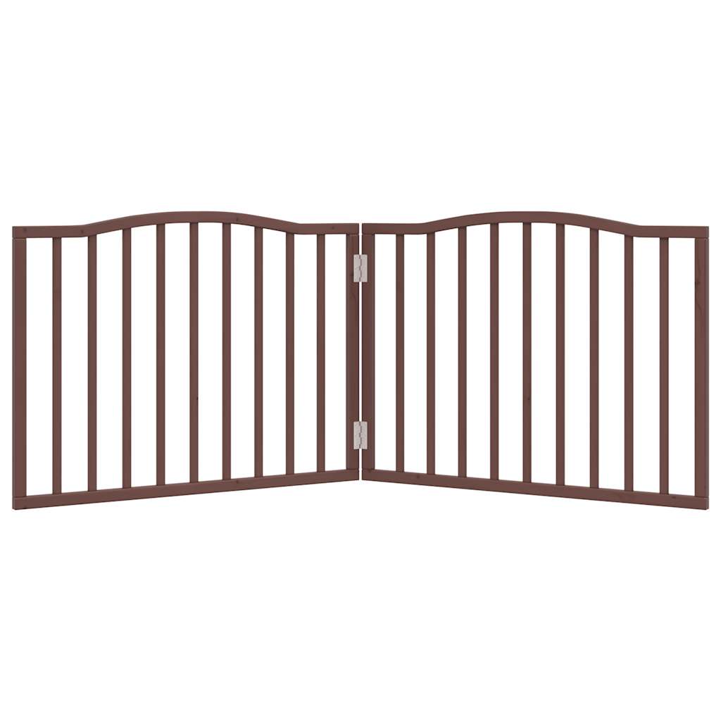 Cancello Cani Pieghevole 2 Pannelli Marrone 160cm Legno Pioppo 352232