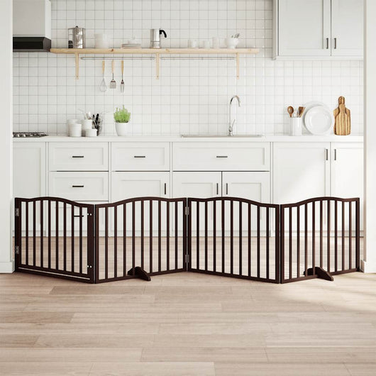 vidaXL Cancello Cani Porta Pieghevole Marrone 4 Pannelli 320cm Pioppo