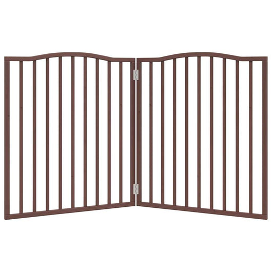 Cancello di sicurezza per cani animali domestici pieghevole 2 ante 160 cm legno di pioppo marrone 02_0023039