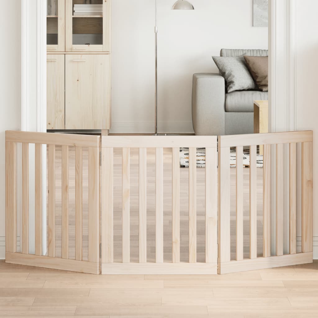 vidaXL Cancello per Cani Pieghevole 3 Pannelli 150 cm Legno di Pioppo