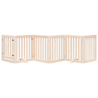 Cancelletto per cani con porta pieghevole 6 pannelli 300 cm in legno di pioppo 352237