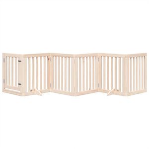 Cancelletto per cani con porta pieghevole 6 pannelli 300 cm in legno di pioppo 352237