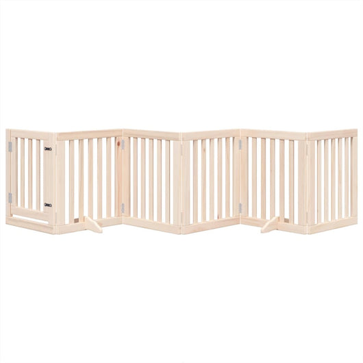 Cancelletto di sicurezza per cani e animali domestici con porta a 6 pannelli in legno di pioppo marrone 02_0023315