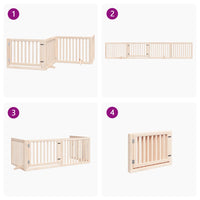 Cancelletto per cani con porta pieghevole 4 pannelli 320 cm in legno di pioppo 352241