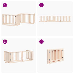Cancelletto per cani con porta pieghevole 4 pannelli 320 cm in legno di pioppo 352241