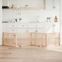 Cancelletto per cani con porta pieghevole 4 pannelli 320 cm in legno di pioppo 352241