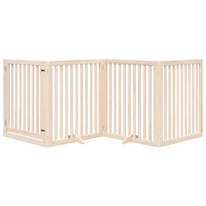 Cancello per Cani con Porta Pieghevole 4 Pannelli 320 cm Pioppo 352243