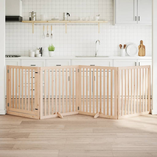 Cancello per Cani con Porta Pieghevole 4 Pannelli 320 cm Pioppo 352243