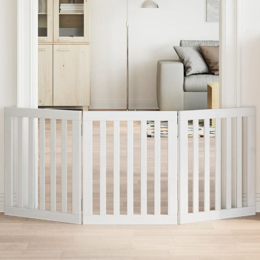 Cancello per Cani Pieghevole 3 Pannelli Bianco 150 cm Pioppo 352244