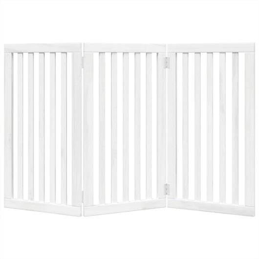 Cancello di sicurezza per cani animali domestici pieghevole 3 pannelli 150 cm in legno di pioppo bianco 02_0023071