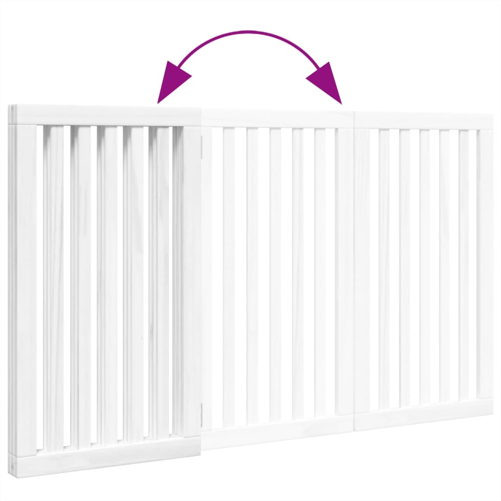 Cancello per Cani Pieghevole 3 Pannelli Bianco 150 cm Pioppo 352246