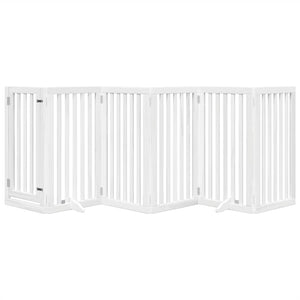 vidaXL Cancello Cani Porta Pieghevole Bianco 6 Pannelli 300 cm Pioppo