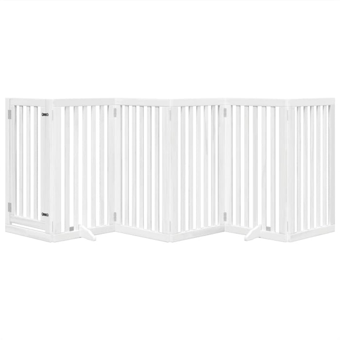 vidaXL Cancello Cani Porta Pieghevole Bianco 6 Pannelli 300 cm Pioppo