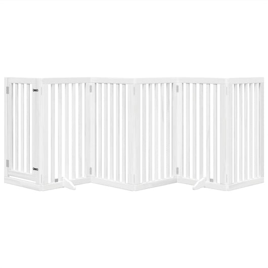 Cancelletto di sicurezza per cani e animali domestici e porta 6 pannelli in legno di pioppo bianco 02_0023355