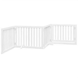 vidaXL Cancello Cani Porta Pieghevole Bianco 4 Pannelli 320 cm Pioppo