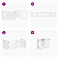 vidaXL Cancello Cani Porta Pieghevole Bianco 4 Pannelli 320 cm Pioppo