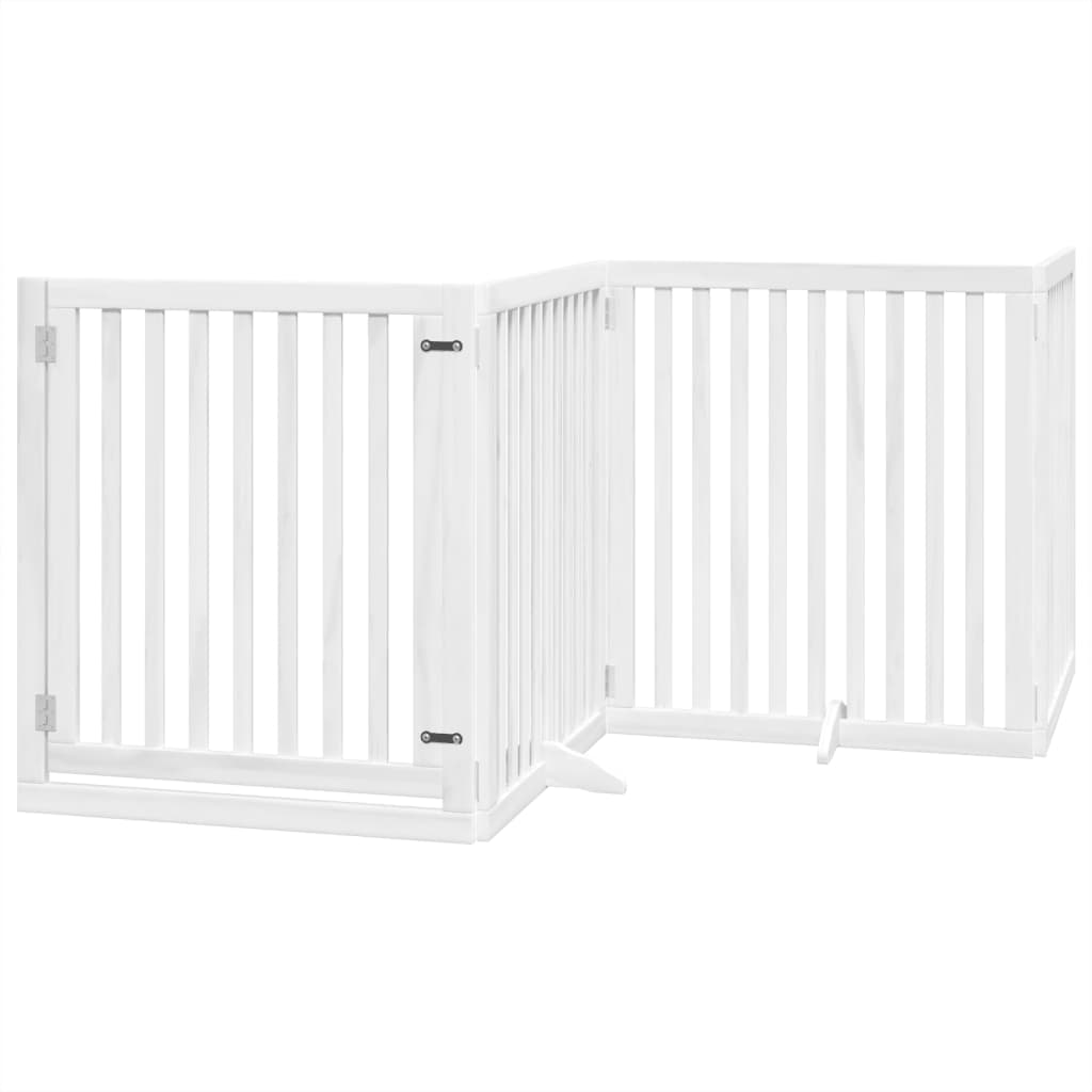 vidaXL Cancello Cani Porta Pieghevole Bianco 4 Pannelli 320 cm Pioppo