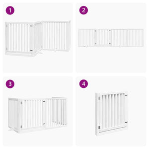 Cancello Cani Porta Pieghevole Bianco 4 Pannelli 320 cm Pioppo 352251