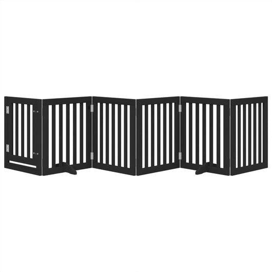 Cancelletto di sicurezza per cani e gatti 6 pannelli in legno di pioppo nero 02_0023365