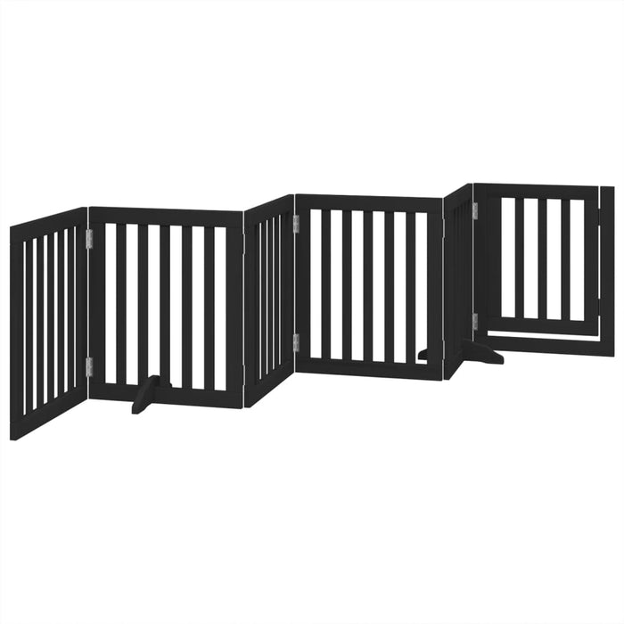 Cancello per Cani Porta Pieghevole Nero 6 Pannelli 300cm Pioppo 352253