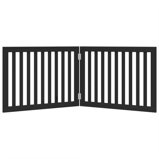 Cancello di sicurezza per cani animali domestici pieghevole 2 pannelli in legno di pioppo nero 02_0023056