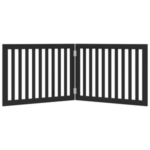 Cancello per Cani Pieghevole 2 Pannelli Nero 160cm Legno Pioppo 352256