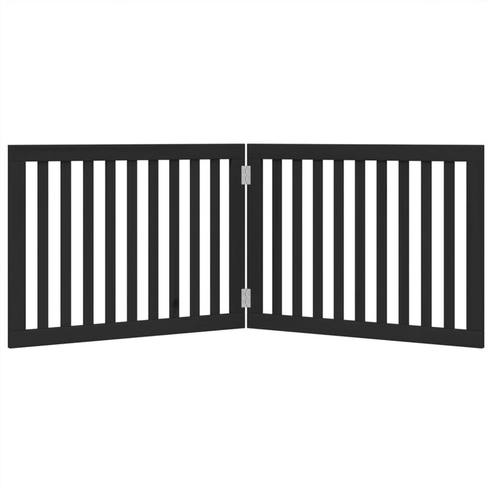 Cancello per Cani Pieghevole 2 Pannelli Nero 160cm Legno Pioppo 352256