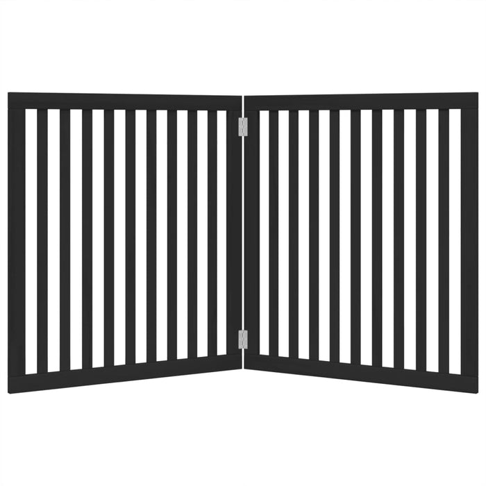 Cancello per Cani Pieghevole 2 Pannelli Nero 160cm Legno Pioppo