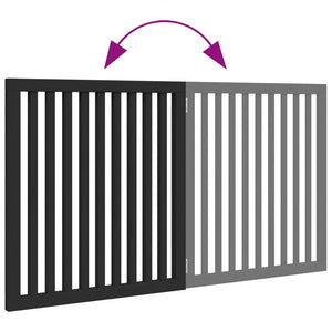 Cancello per Cani Pieghevole 2 Pannelli Nero 160cm Legno Pioppo