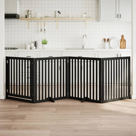vidaXL Cancello per Cani Porta Pieghevole Nero 4 Pannelli 320cm Pioppo