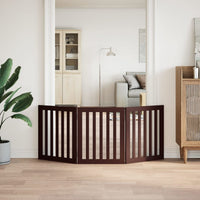 vidaXL Cancello Cani Pieghevole 3 Pannelli Marrone 150cm Legno Pioppo