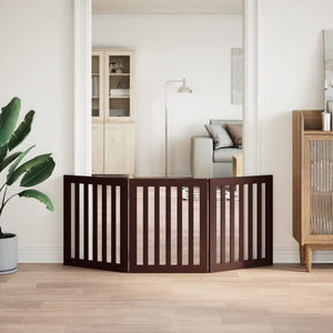 vidaXL Cancello Cani Pieghevole 3 Pannelli Marrone 150cm Legno Pioppo