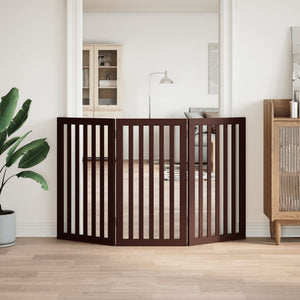 vidaXL Cancello Cani Pieghevole 3 Pannelli Marrone 150cm Legno Pioppo