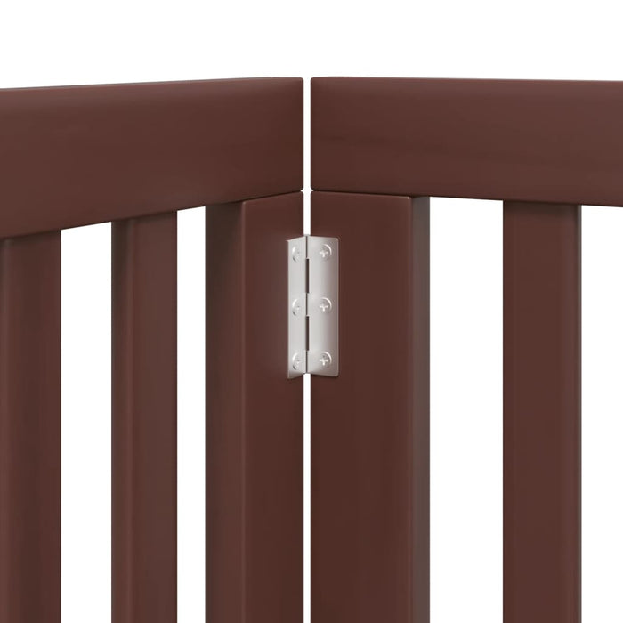 Cancelletto di sicurezza per cani e animali domestici con porta 6 pannelli in legno di pioppo marrone 02_0023314