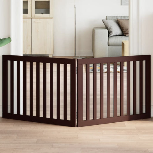 Cancello Cani Pieghevole 2 Pannelli Marrone 160cm Legno Pioppo 352264
