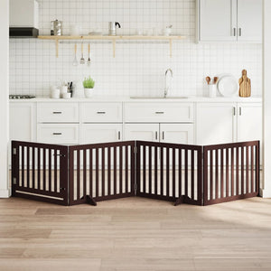 Cancello Cani Porta Pieghevole Marrone 4 Pannelli 320cm Pioppo 352265