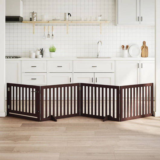 vidaXL Cancello Cani Porta Pieghevole Marrone 4 Pannelli 320cm Pioppo