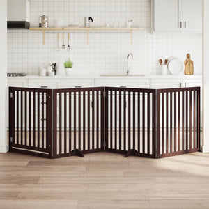 vidaXL Cancello Cani Porta Pieghevole Marrone 4 Pannelli 320cm Pioppo