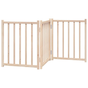 Cancelletto di sicurezza pieghevole per cani 3 pannelli 150 cm in legno massello di abete marrone 02_0023081
